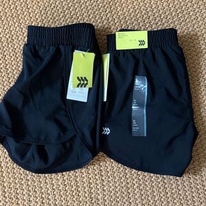 NWT All in Motion 2 pair Black Mid-Rise Running Shorts Size 8
